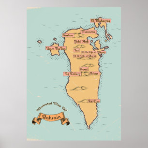Bahrain Vintage-Reisekarte Poster