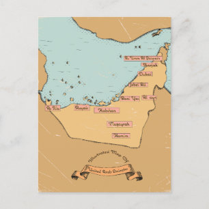 Bahrain Vintage Reiseplan Feiertagspostkarte