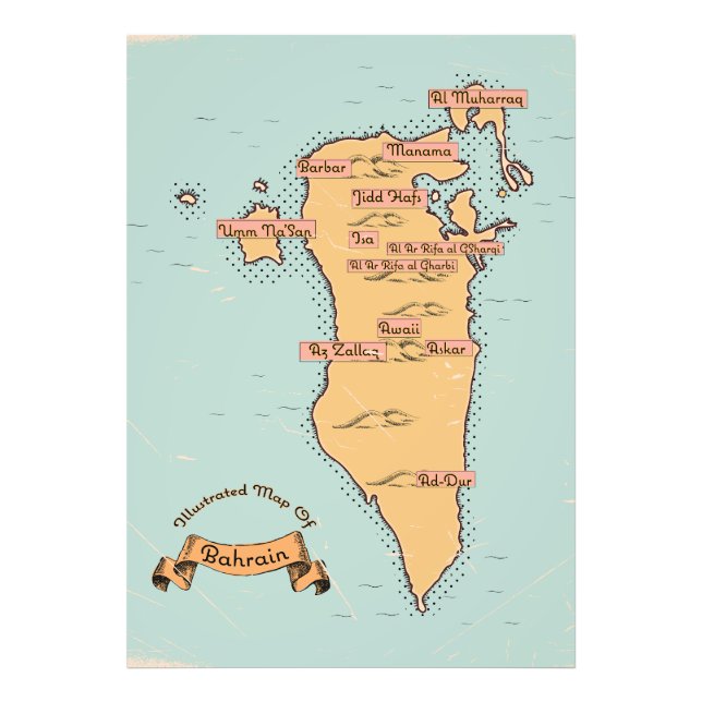 Bahrain Vintage Reiseplan Fotodruck (Vorne)