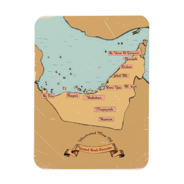 Bahrain Vintage Reiseplan Magnet (Vertikal)