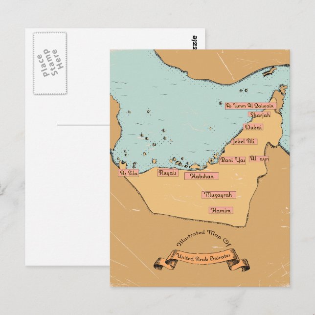 Bahrain Vintage Reiseplan Postkarte (Vorne/Hinten)