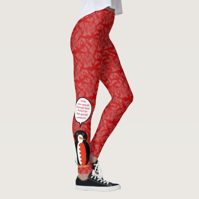 Bahraini Flag Holiday Frau Penguin Gespräch Leggings (Rechts)