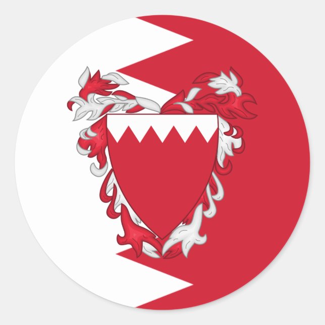 Bahraini-Flagge und -Wappen, Flagge Bahrains Runder Aufkleber (Vorderseite)