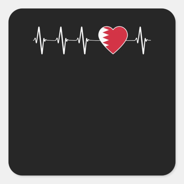 Bahraini Heartbeat I Liebe Bahrain Flag Herzschlag Quadratischer Aufkleber (Vorderseite)