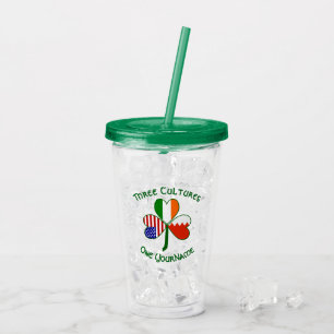 Bahrainisch Irische Amerikanische Flaggen Shamrock Acryltrinkbecher