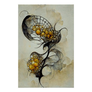 Baidora - Florale Zeichnung mit Wasserfarbe Poster