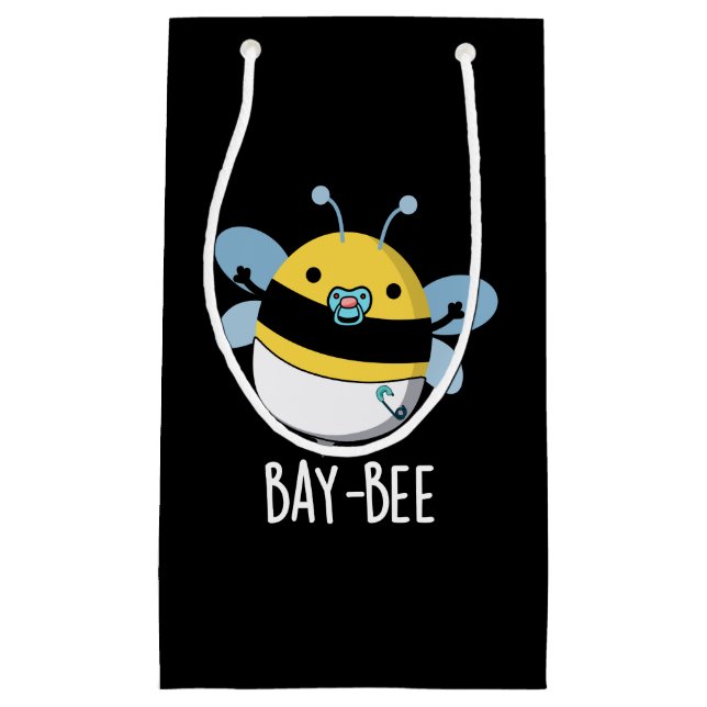 Baie Funny Baby Bee Pun Dark BG Kleine Geschenktüte (Vorderseite)