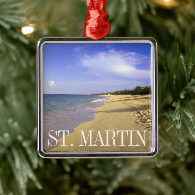 Baie Longue Long Bay Beach, St. Martin Ornament Aus Metall (Baum)