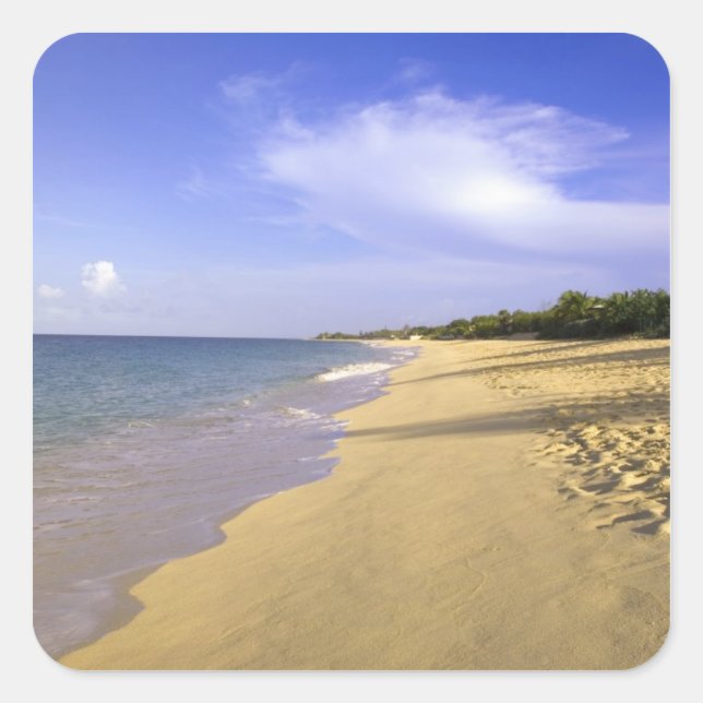 Baie Longue Long Bay Beach, St. Martin, Quadratischer Aufkleber (Vorderseite)
