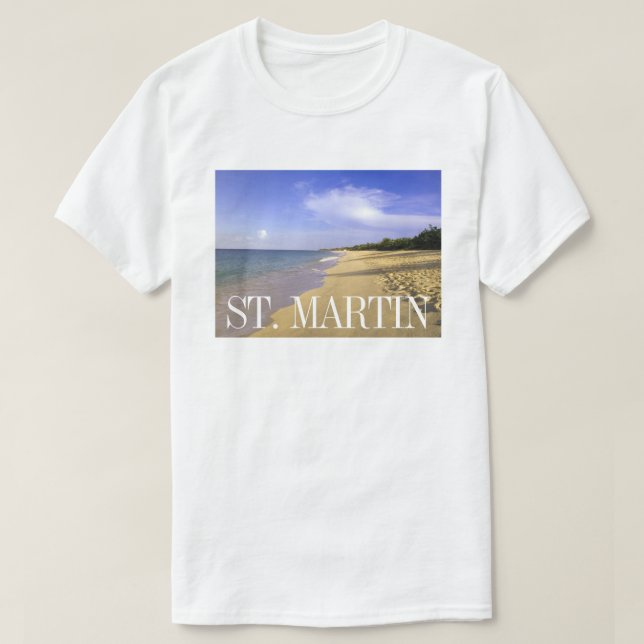 Baie Longue Long Bay Beach, St. Martin T-Shirt (Design vorne)