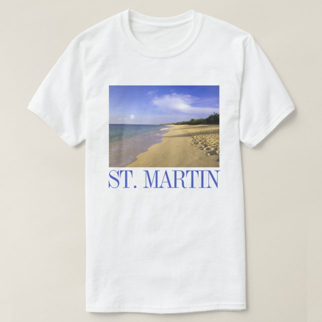 Baie Longue Long Bay Beach, St. Martin T-Shirt (Design vorne)
