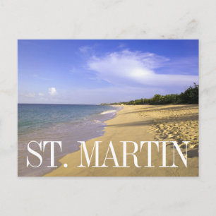 Baie Longue Long Bay Strand, St. Martin Geburtst Postkarte