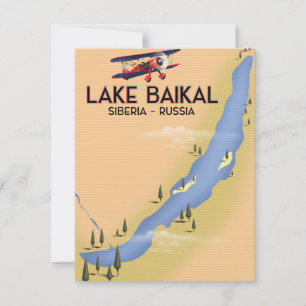 Baikalsee Sibirien Russischer Reiseposter Karte