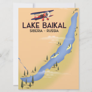 Baikalsee Sibirien Russisches Reiseplakat Karte