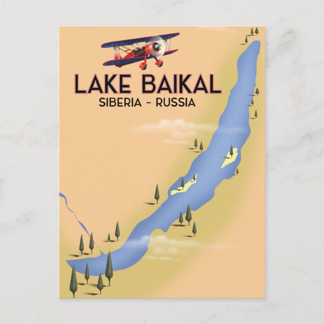 Baikalsee Sibirien Russisches Reiseplakat Karte (Vorderseite)
