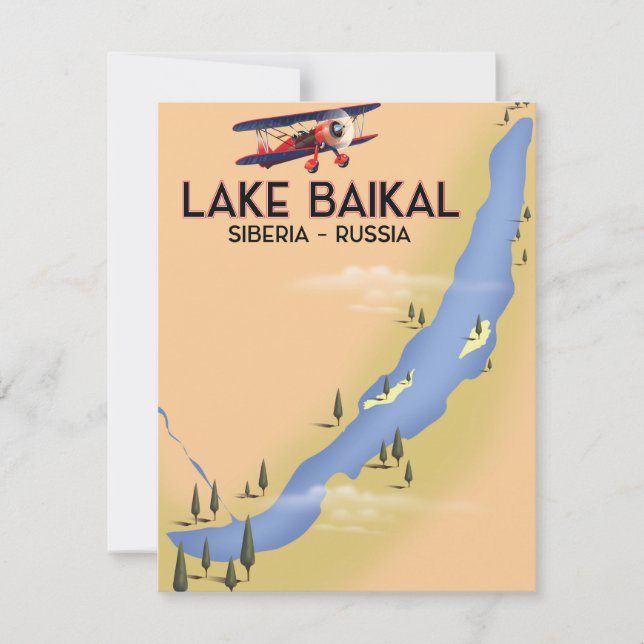 Baikalsee Sibirien Russisches Reiseplakat Karte (Vorderseite)