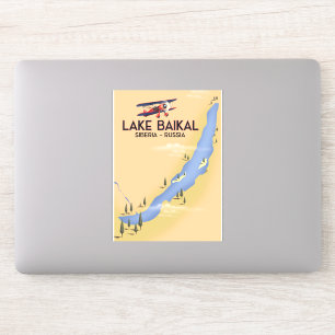 Baikalsee Sibirien Russisches Reiseplakat Karte Aufkleber