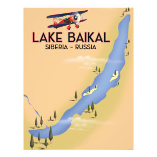 Baikalsee Sibirien Russisches Reiseplakat Karte Fotodruck