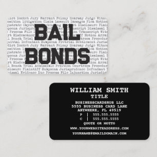 Bail Bonds Legal Words Business Card Visitenkarte