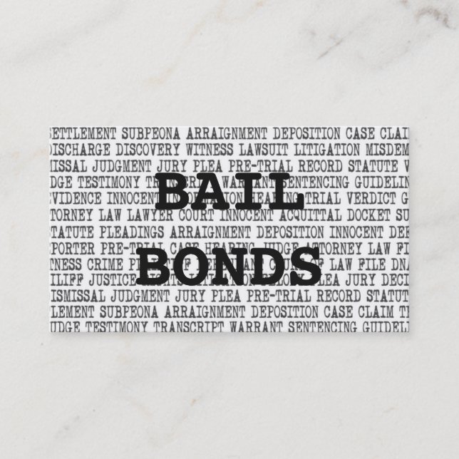 Bail Bonds Legal Words Business Card Visitenkarte (Vorderseite)