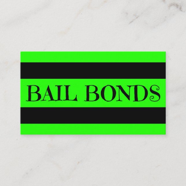 Bail Bonds Nee Green Business Card Visitenkarte (Vorderseite)