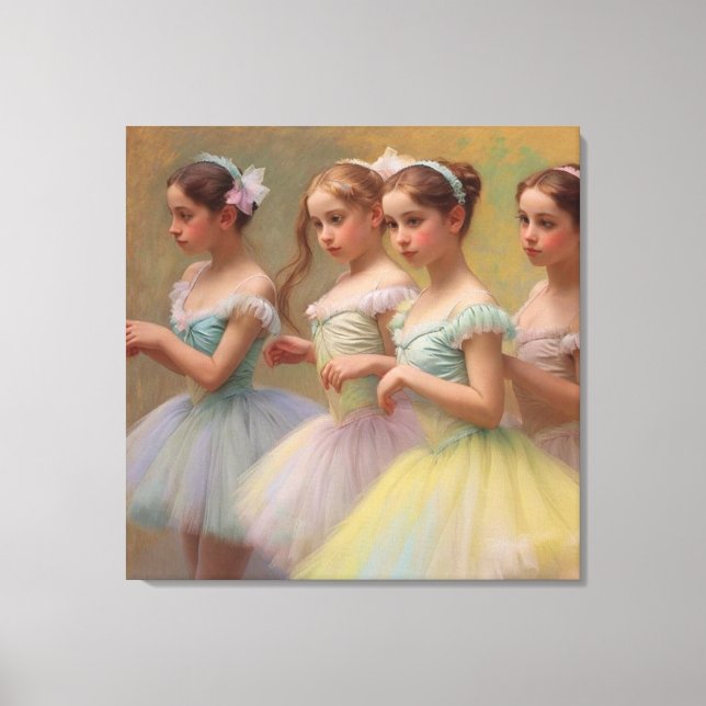 Bailarinas en el estilo de Degas en tonos suaves Leinwanddruck (Vorderseite)