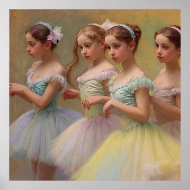 Bailarinas en el estilo de Degas en tonos suaves Poster (Vorne)