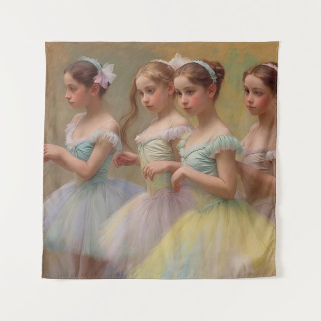 Bailarinas en el estilo de Degas en tonos suaves Wandteppich (Vorderseite)