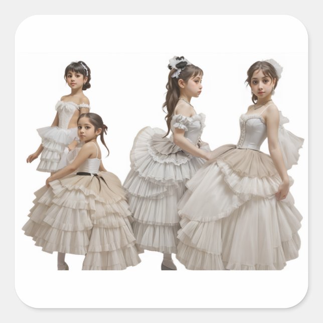 Bailarinas románticas quadratischer aufkleber (Vorderseite)