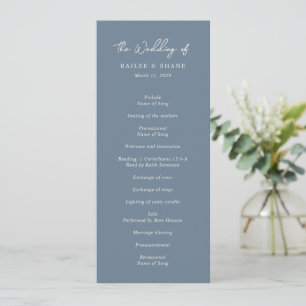 Bailee Dusty Blue Modern Wedding Programm