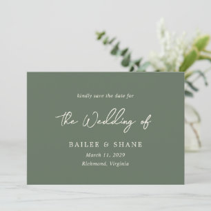 Bailee Olive Green Moderne Hochzeit Save The Date