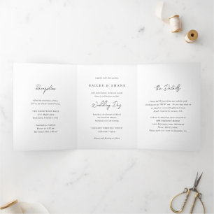 Bailee White Modern Wedding Dreifach Gefaltete Einladung