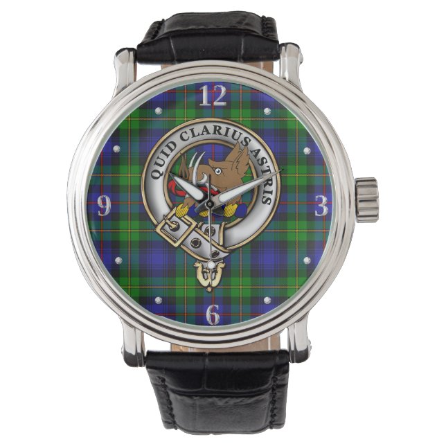 Baillie Clan Abzeichen & Tartan Armbanduhr (Vorderseite)