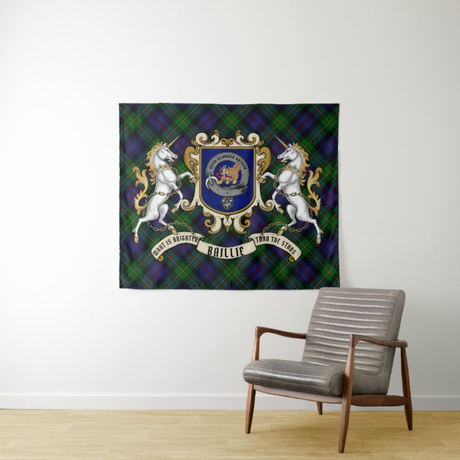 Baillie Clan Abzeichen & Tartan Tapestry Wandteppich (Beispiel (Horizontal))