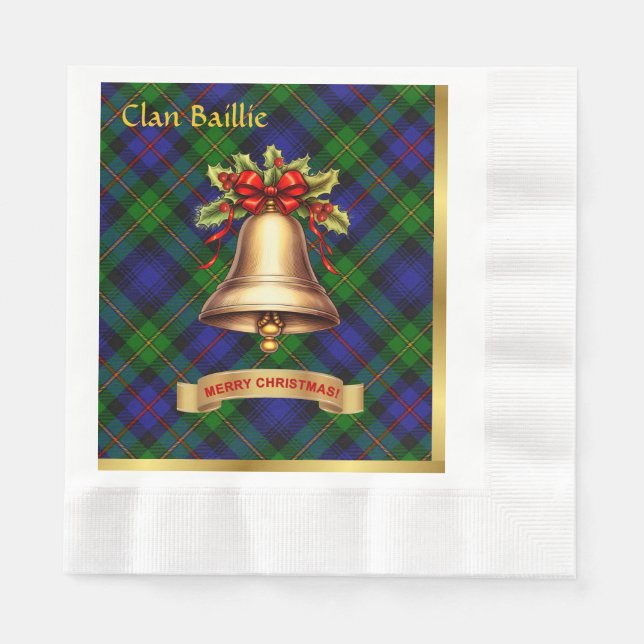 Baillie Personalisiert Tartan Christmas Serviette (Vorderseite)