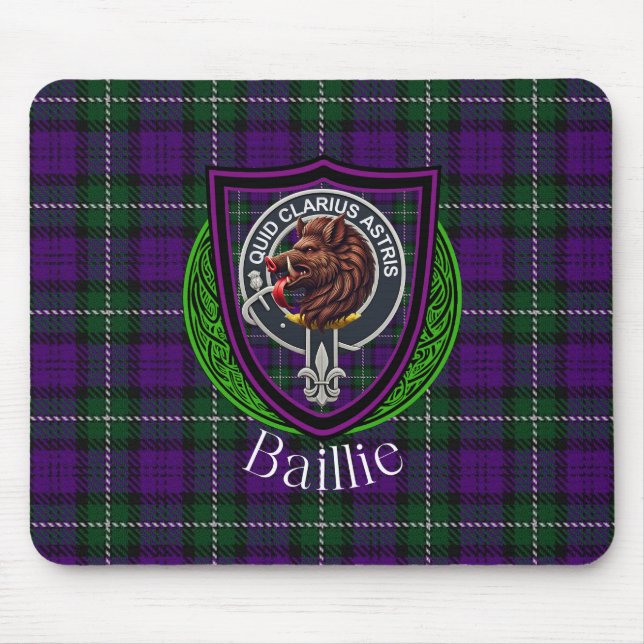 Baillie Scottish Clan Tartan and Crest  Mousepad (Vorne)