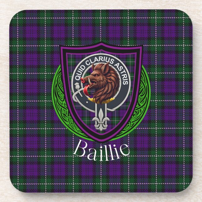 Baillie Scottish Clan Tartan & Crest Getränkeuntersetzer (Vorderseite)