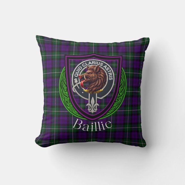 Baillie Scottish Clan Tartan & Crest Kissen (Vorderseite)