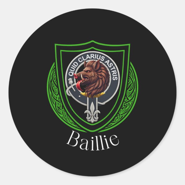 Baillie Scottish Clan Wappen Runder Aufkleber (Vorderseite)