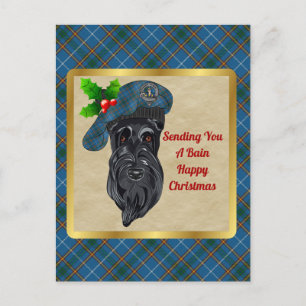 Bain Clan Abzeichen & Tartan Weihnachten Postkarte