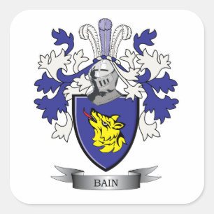 Bain Familienwappen Coat of Arms Quadratischer Aufkleber