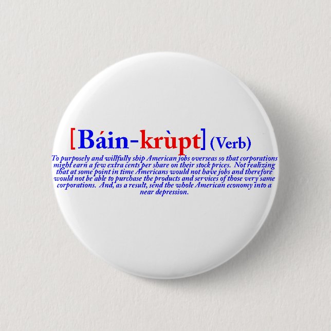 Bain-krupt (Verb) Button (Vorderseite)