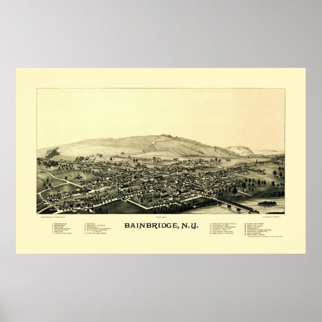 Bainbridge, NY Panoramic Map - 1889 Poster (Vorne)