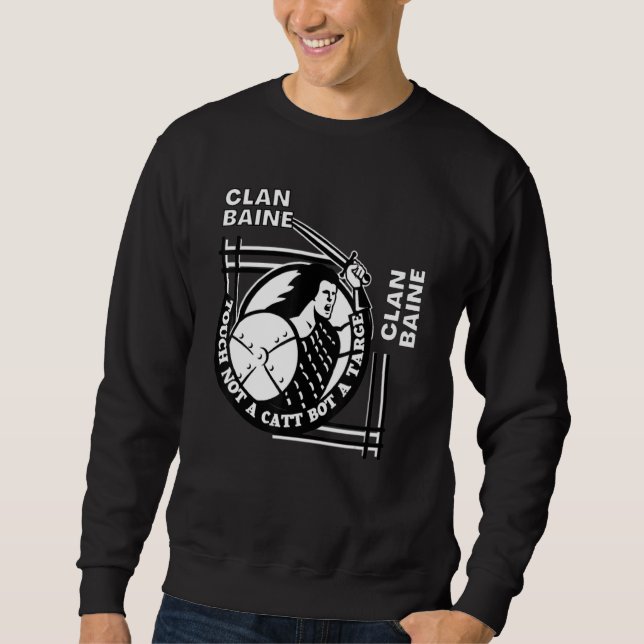 Baine Clan Gaelic Motto Swordsman Sweatshirt (Vorderseite)