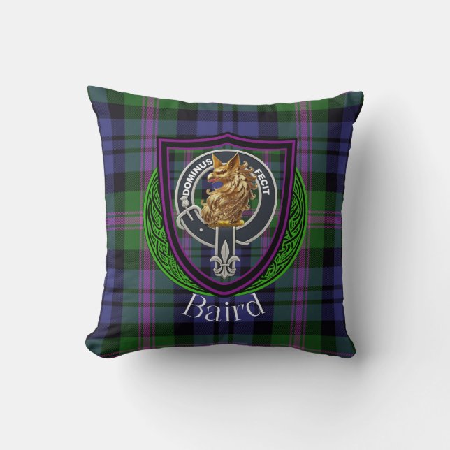 Baird Scottish Clan Tartan & Crest Kissen (Vorderseite)