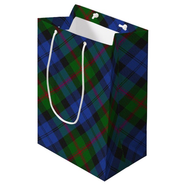 Baird Scottish Clan Tartan Pläd Pattern Mittlere Geschenktüte (Vorderseite Schrägansicht)
