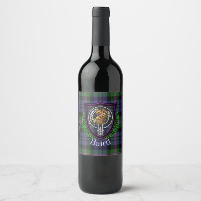 Baird Scottish Clan Tartan & Wappen Weinetikett (Vorderseite)