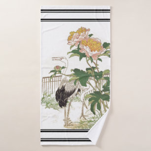 Bairei Crane Birds Peonies Japanisches Badetuch Se Badhandtuch Set