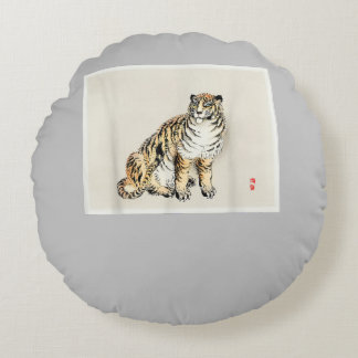 Bairei Gakan Meija Era Japanischer Art Tiger Rundes Kissen