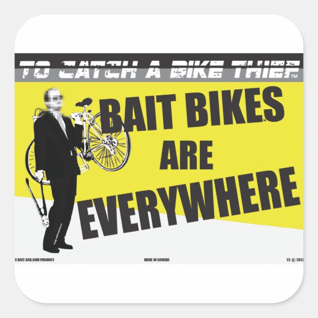 BAIT BIKE tm. BADEFAHRZEUGE SIND JEDEN ORT ! Quadratischer Aufkleber (Vorderseite)